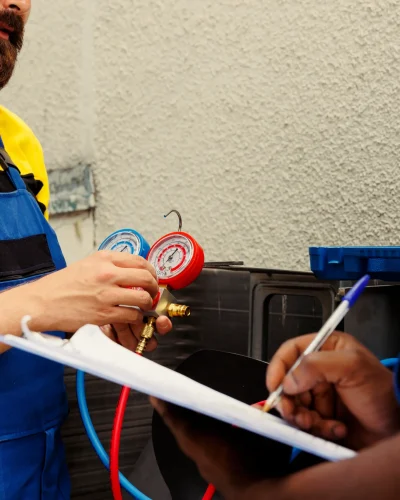coworkers-refill-air-conditioner-freon