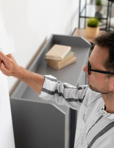 man-using-smart-home-tablet