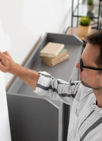 man-using-smart-home-tablet
