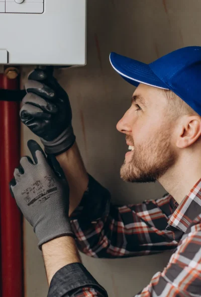 service-man-adjusting-house-heating-system